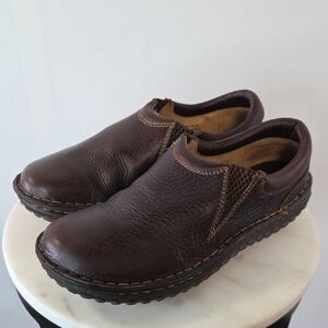 Born Dark Brown Leather Slip-On Loafers Size 9W